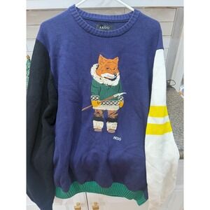 akoo eskimo fox multicolored sweater xl